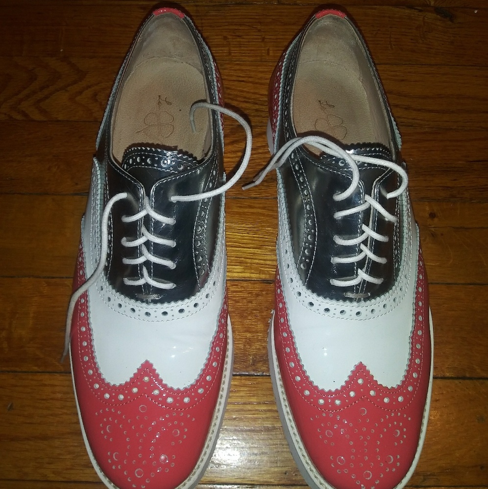 Leather Oxford Wedge Shoes